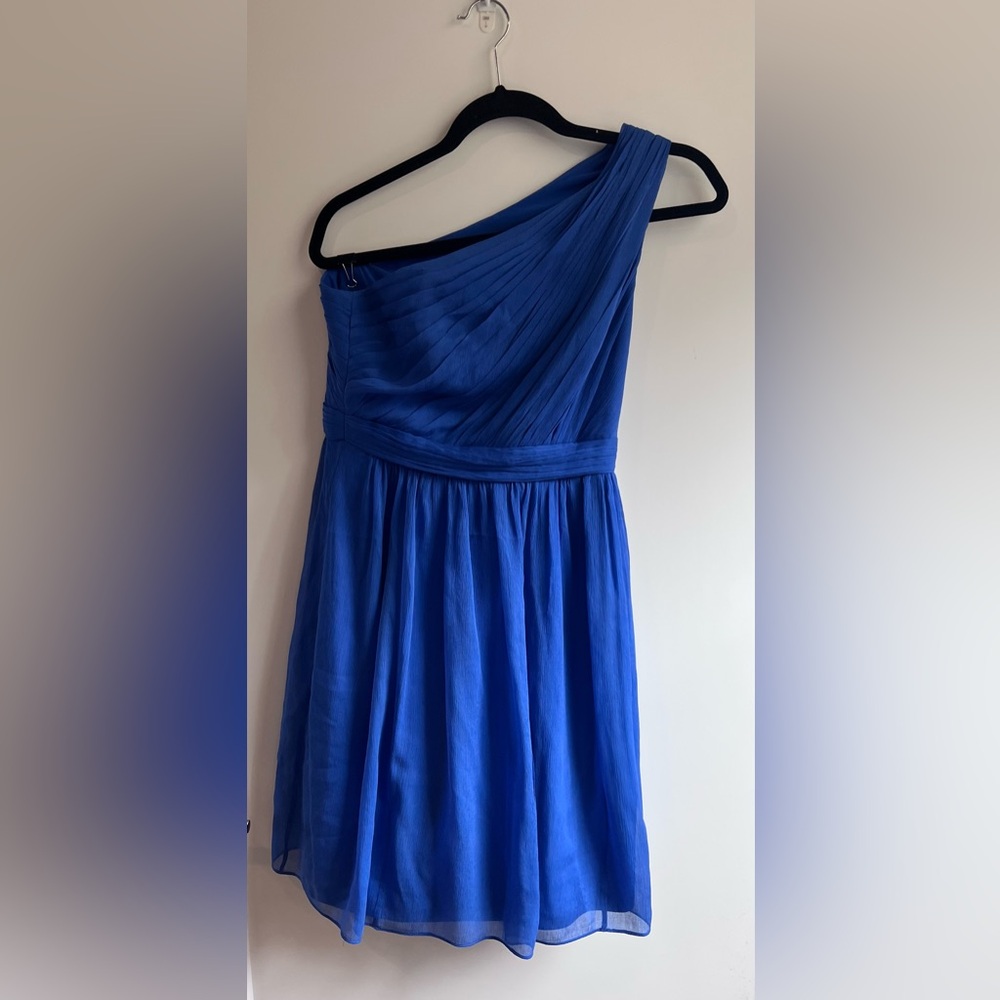 J. Crew Silk Blue One-Shoulder Dress Size 4